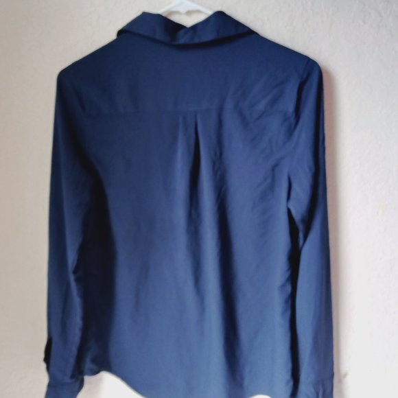 Merona navy blue, long sleeve, button down collared shirt. - Picture 3 of 8